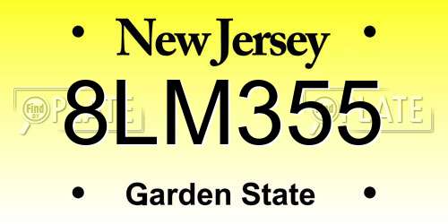 8LM355 New Jersey License Plate