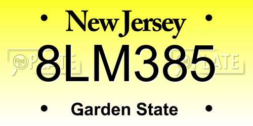 8LM385 New Jersey License Plate