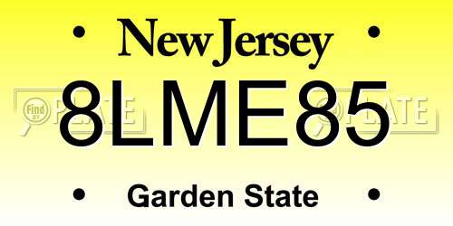 8LME85 New Jersey License Plate