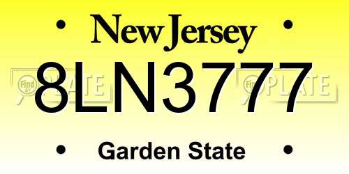 8LN3777 New Jersey License Plate