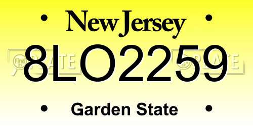 8LO2259 New Jersey License Plate