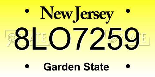 8LO7259 New Jersey License Plate