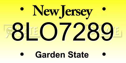 8LO7289 New Jersey License Plate