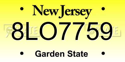 8LO7759 New Jersey License Plate