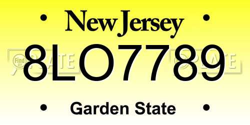 8LO7789 New Jersey License Plate