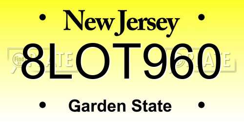 8LOT960 New Jersey License Plate