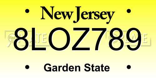 8LOZ789 New Jersey License Plate