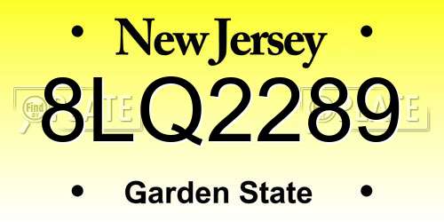 8LQ2289 New Jersey License Plate