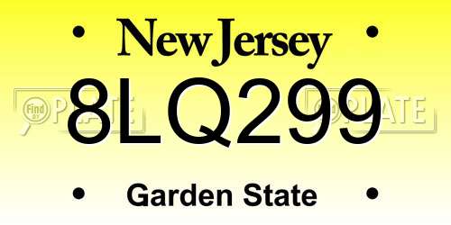 8LQ299 New Jersey License Plate