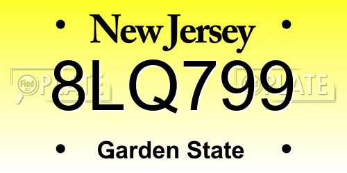 8LQ799 New Jersey License Plate