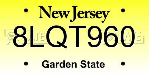 8LQT960 New Jersey License Plate