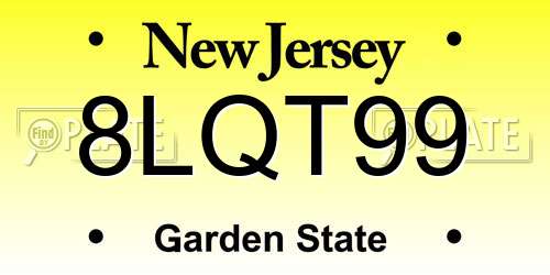 8LQT99 New Jersey License Plate