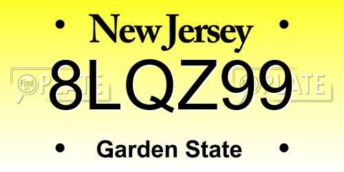 8LQZ99 New Jersey License Plate
