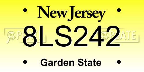 8LS242 New Jersey License Plate