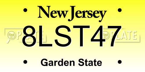 8LST47 New Jersey License Plate