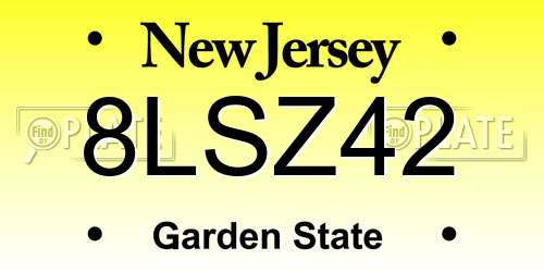 8LSZ42 New Jersey License Plate