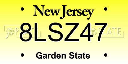 8LSZ47 New Jersey License Plate