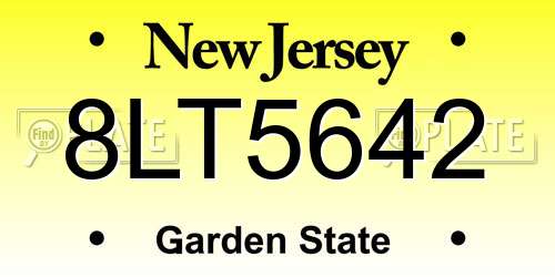 8LT5642 New Jersey License Plate
