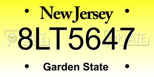 8LT5647 New Jersey License Plate