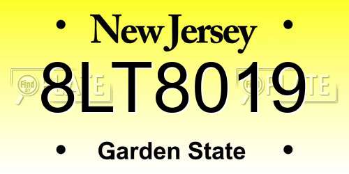 8LT8019 New Jersey License Plate