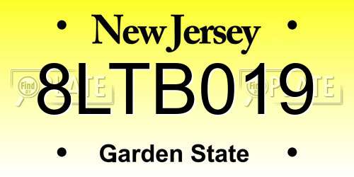 8LTB019 New Jersey License Plate