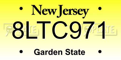 8LTC971 New Jersey License Plate