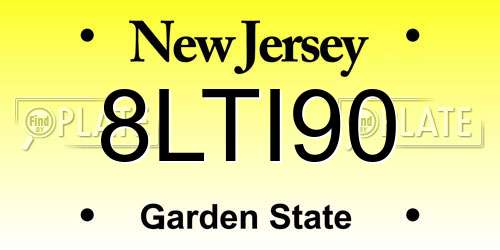 8LTI90 New Jersey License Plate