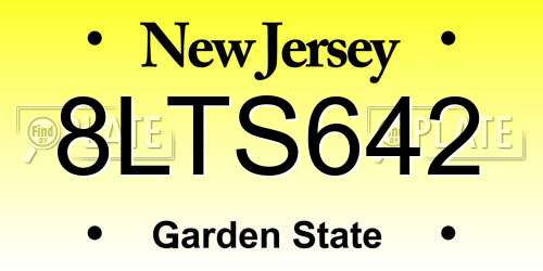 8LTS642 New Jersey License Plate