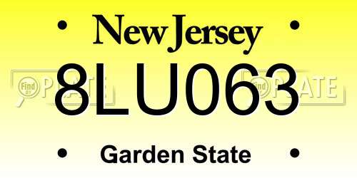 8LU063 New Jersey License Plate