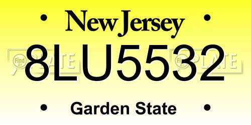 8LU5532 New Jersey License Plate