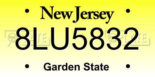 8LU5832 New Jersey License Plate