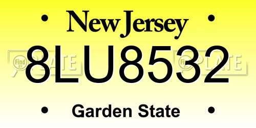 8LU8532 New Jersey License Plate