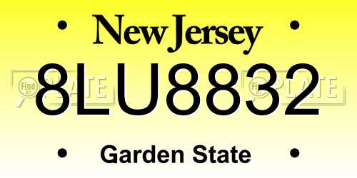 8LU8832 New Jersey License Plate