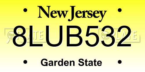 8LUB532 New Jersey License Plate