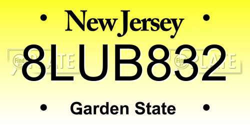 8LUB832 New Jersey License Plate