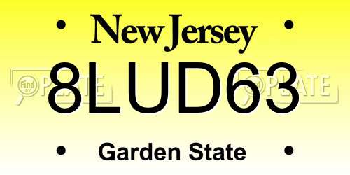 8LUD63 New Jersey License Plate