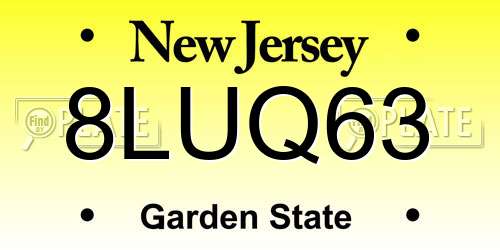 8LUQ63 New Jersey License Plate