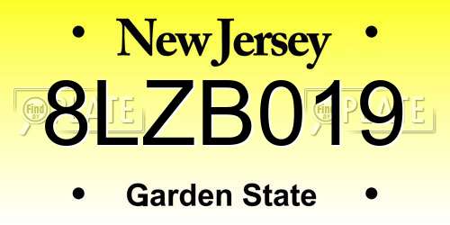 8LZB019 New Jersey License Plate