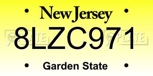 8LZC971 New Jersey License Plate