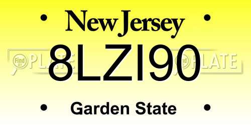 8LZI90 New Jersey License Plate