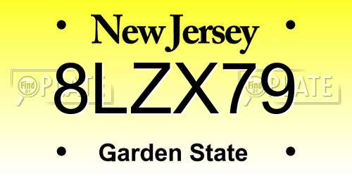 8LZX79 New Jersey License Plate