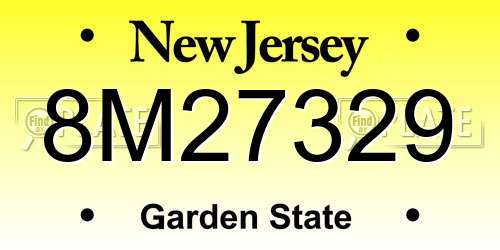 8M27329 New Jersey License Plate
