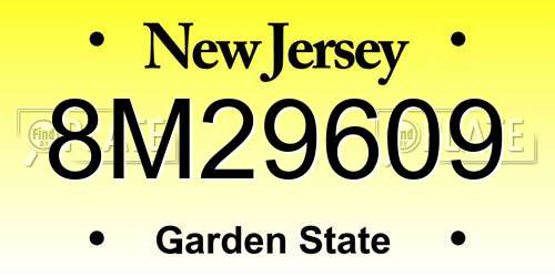 8M29609 New Jersey License Plate