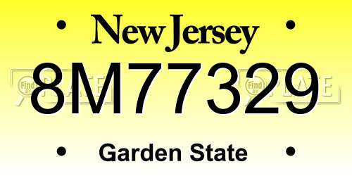 8M77329 New Jersey License Plate
