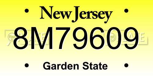 8M79609 New Jersey License Plate