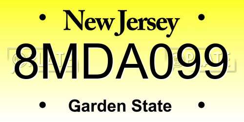 8MDA099 New Jersey License Plate