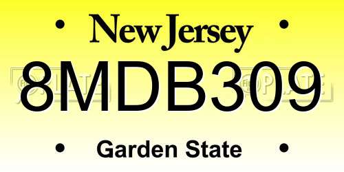 8MDB309 New Jersey License Plate