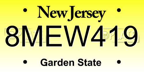 8MEW419 New Jersey License Plate