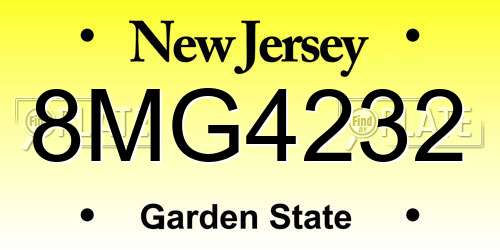 8MG4232 New Jersey License Plate