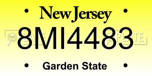 8MI4483 New Jersey License Plate